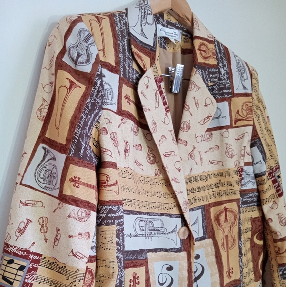 Vintage Cinnamon Sea Musical themed Blazer 100% cotton - Picture 2 of 11